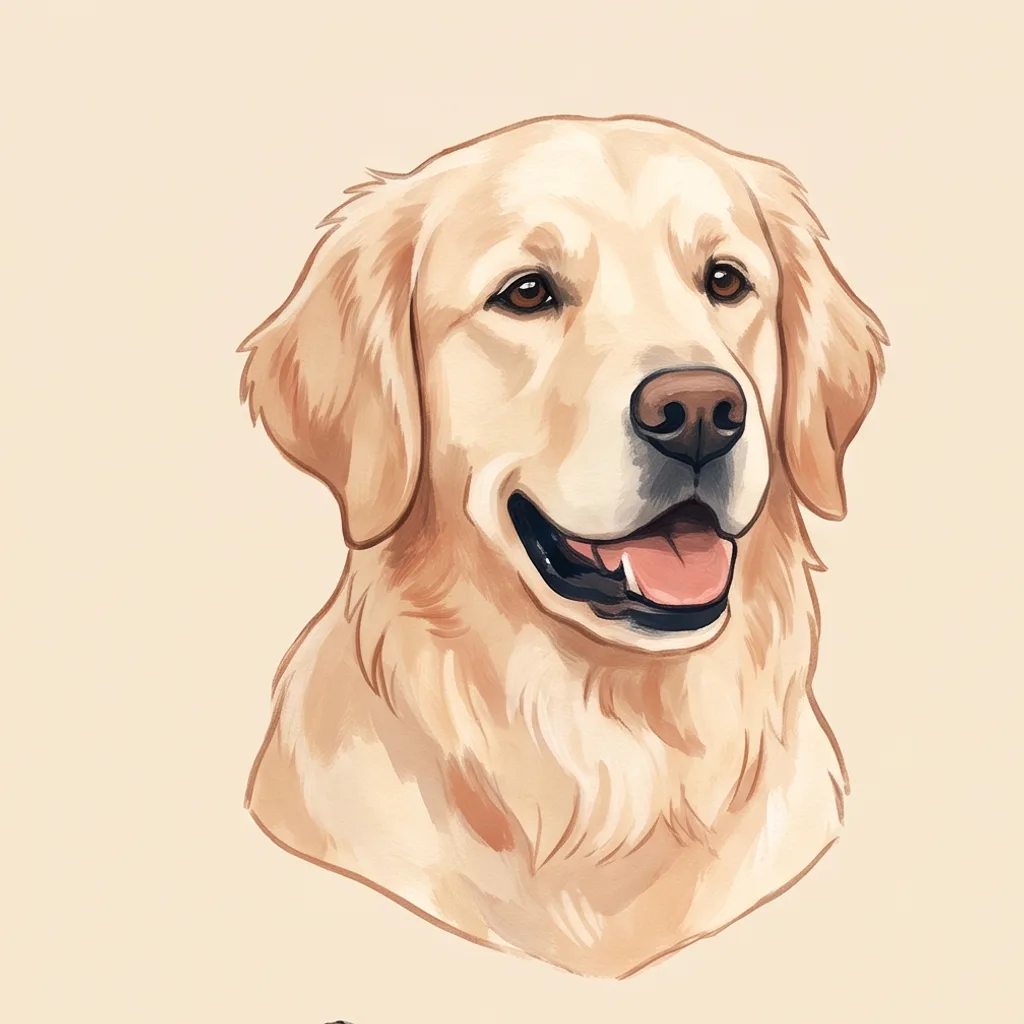Illustrated portrait of a pale golden retriever